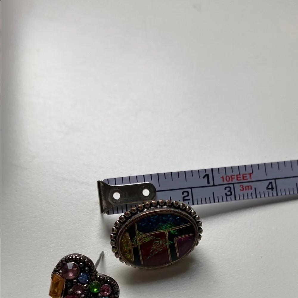 Vibrant Multicolor Mosaic Necklace with Earrings Trio. Vintage. EUC - Picture 14 of 15